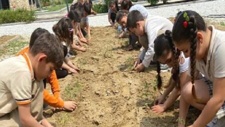 Efes Selçuklu Çocuklar Fideleri Toprakla Buluşturuyor
