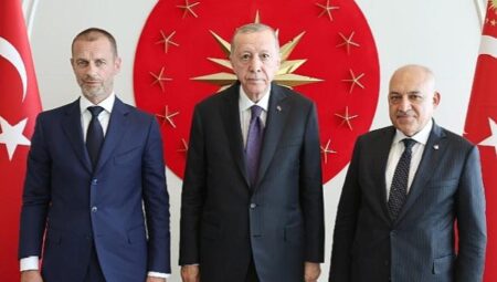Cumhurbaşkanı Erdoğan, FIFA Başkanı Infantino ve UEFA Başkanı Ceferin’i Kabul Etti