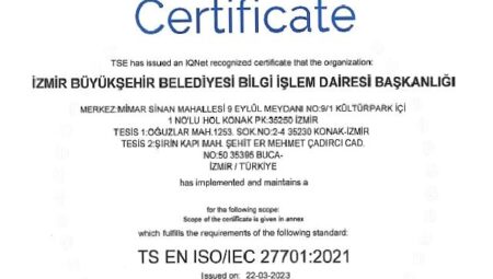 İzmir Büyükşehir Belediyesi ISO 27701 standardına sahip ilk “Büyükşehir” oldu