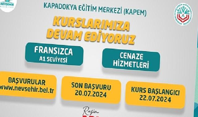 Nevşehir Belediyesi Kapadokya Eğitim Merkezi (KAPEM)’de açılacak olan Fransızca A1 ve Cenaze Hizmetleri kursları için kayıtlar başladı